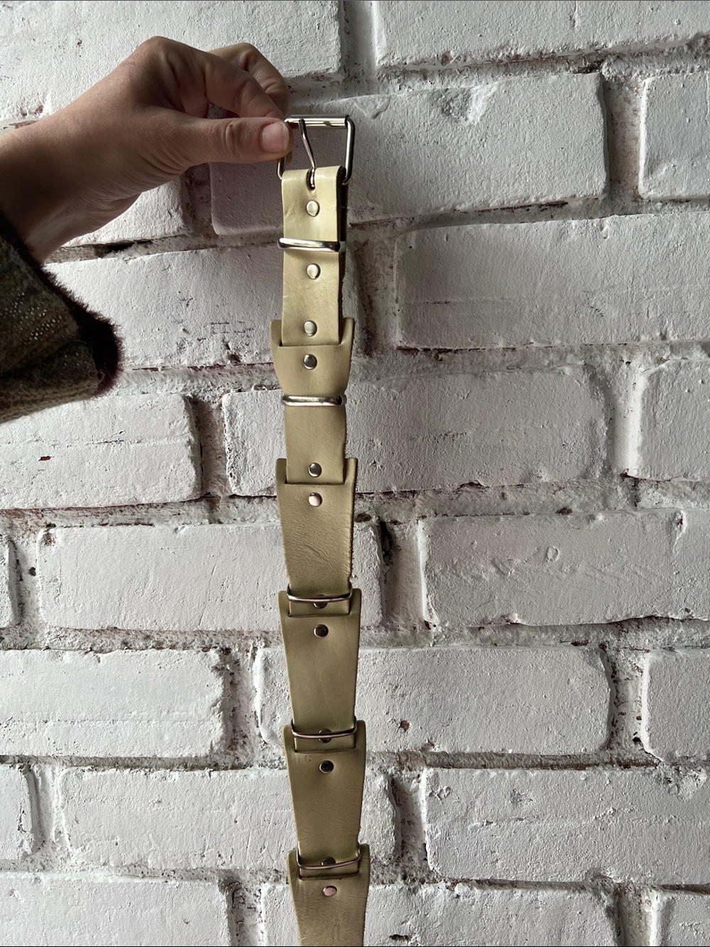 Vintage women’s belt Leather Link Belt with silver